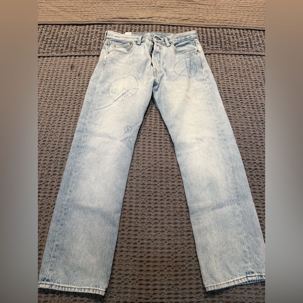 Levi's 501 150th Anniversary Peace Sign Graphic Jeans